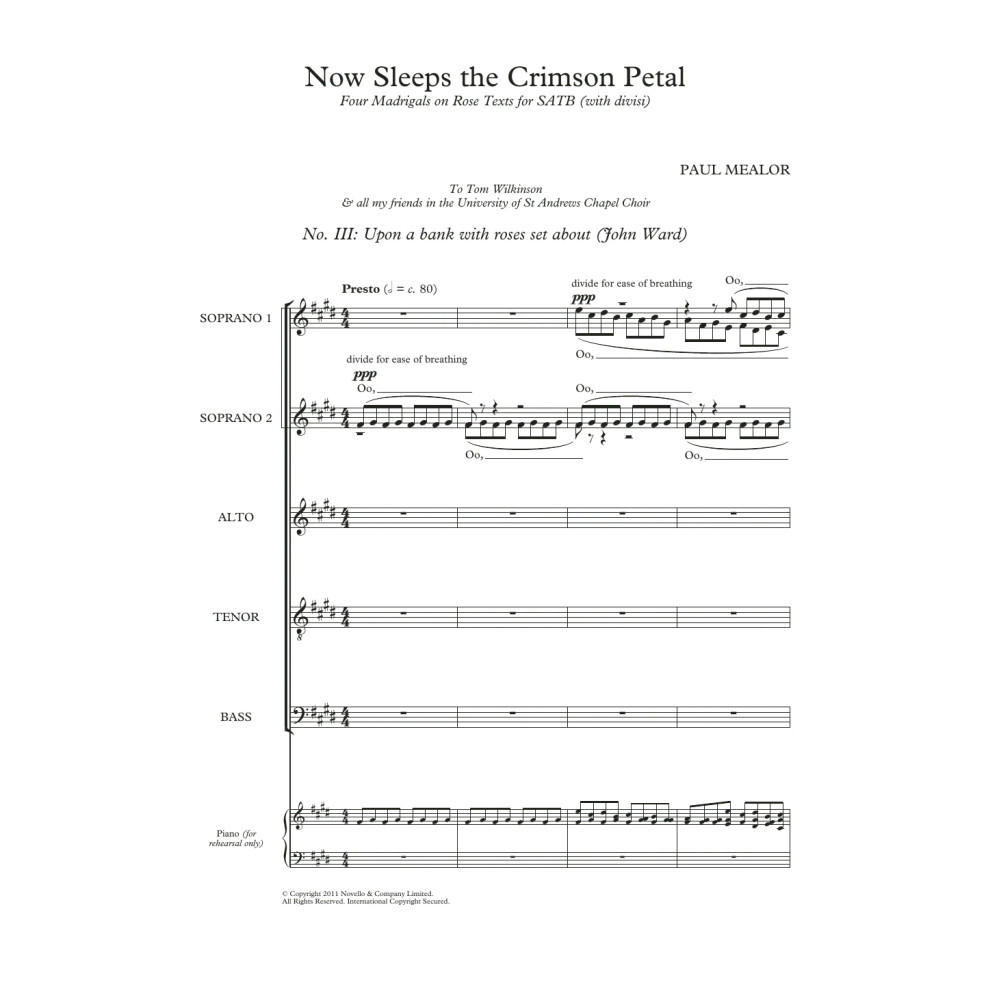 Upon A Bank With Roses Set About (from 'Four Madrigals on Rose Texts')